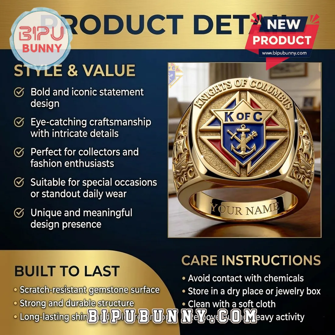 K of C Luxury Gold Fraternal Member Limited Edition Ring K of C Luxury Gold Fraternal Member Limited Edition Ring
