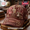 Maroon baseball cap with gold embossed Kappa Alpha Psi 115th anniversary logo, crest, eagle, and bell design!