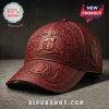 Dark red embossed baseball cap with Kappa Alpha Psi crest text and fraternal symbols in a leather style finish!