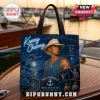 Dark blue Kenny Chesney tote bag! Retro nautical design featuring 'Living in Fast Forward' and 'No Shoes Nation EST. 2002' text!