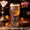 KISS band beer glass with 53rd anniversary 1973-2026 text red and black rock graphics on a clear pint glass!