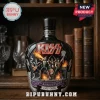 Black Crown Royal bottle featuring Kiss band graphics, 53rd Anniversary text, and fire design against a library background!