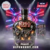 Black Crown Royal bottle featuring KISS rock band members, 53rd anniversary text, 1973-2026 dates, and stage fire graphics!