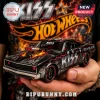Die-cast muscle car model with black paint, red lightning, and KISS band logo graphics held in a hand!