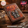 Bronze embossed KISS lighter, red orange flames, band member faces, KISS ARMY FOREVER, ROCK AND ROLL ALL NITE!