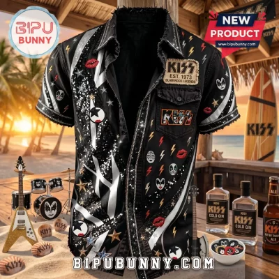 KISS Rock Band Est 1973 Glam Rock Legends Hawaiian Shirt