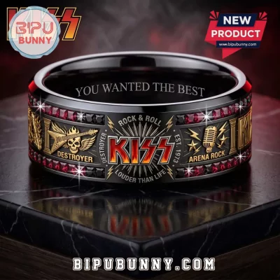 KISS Rock & Roll Destroyer Band Tungsten Ring