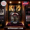 Black Crown Royal style whiskey bottle with KISS 50th Anniversary 1973-2023 graphic in a glass display case!