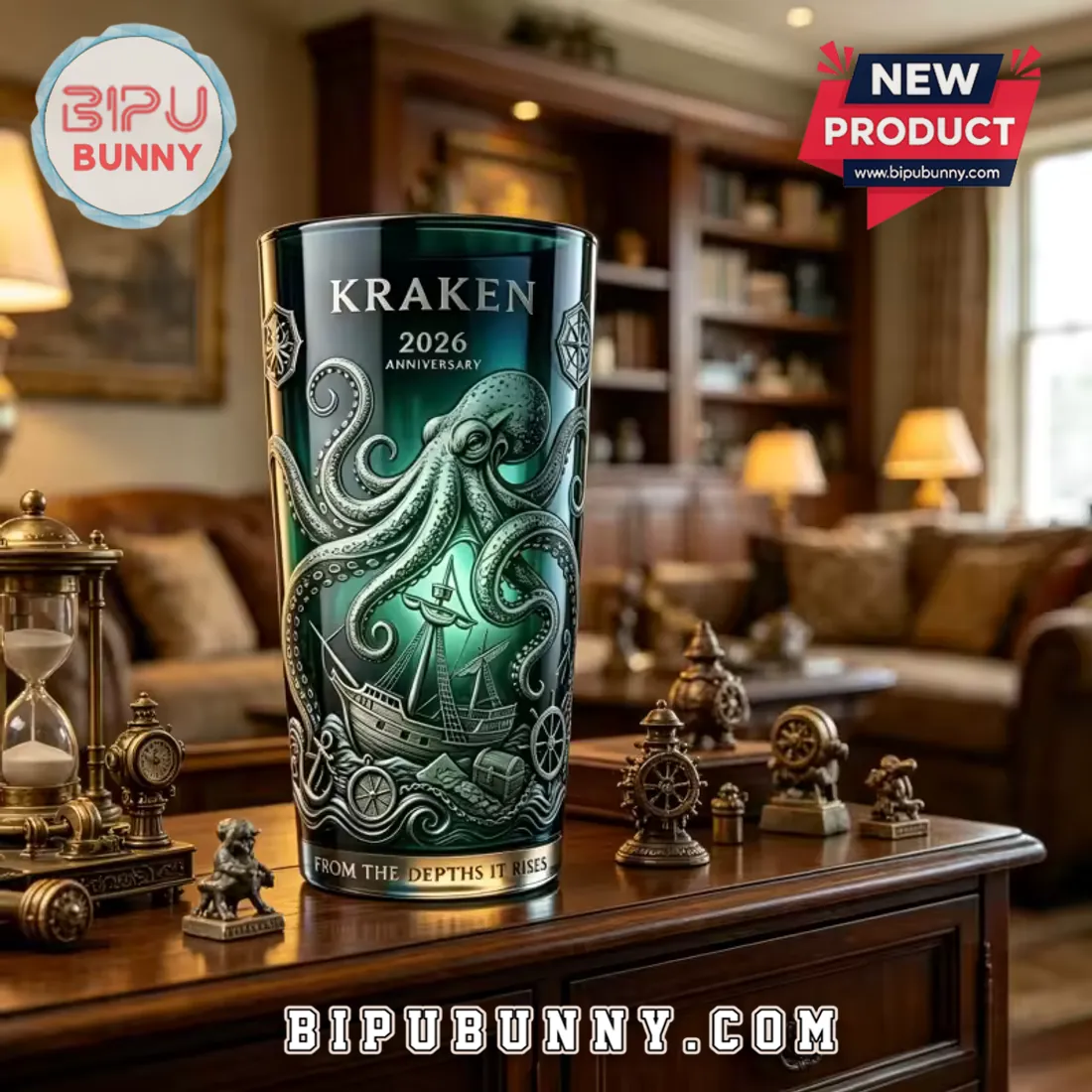 Kraken 2026 Anniversary Edition Octopus and Ship Beer Glass Kraken 2026 Anniversary Edition Octopus and Ship Beer Glass