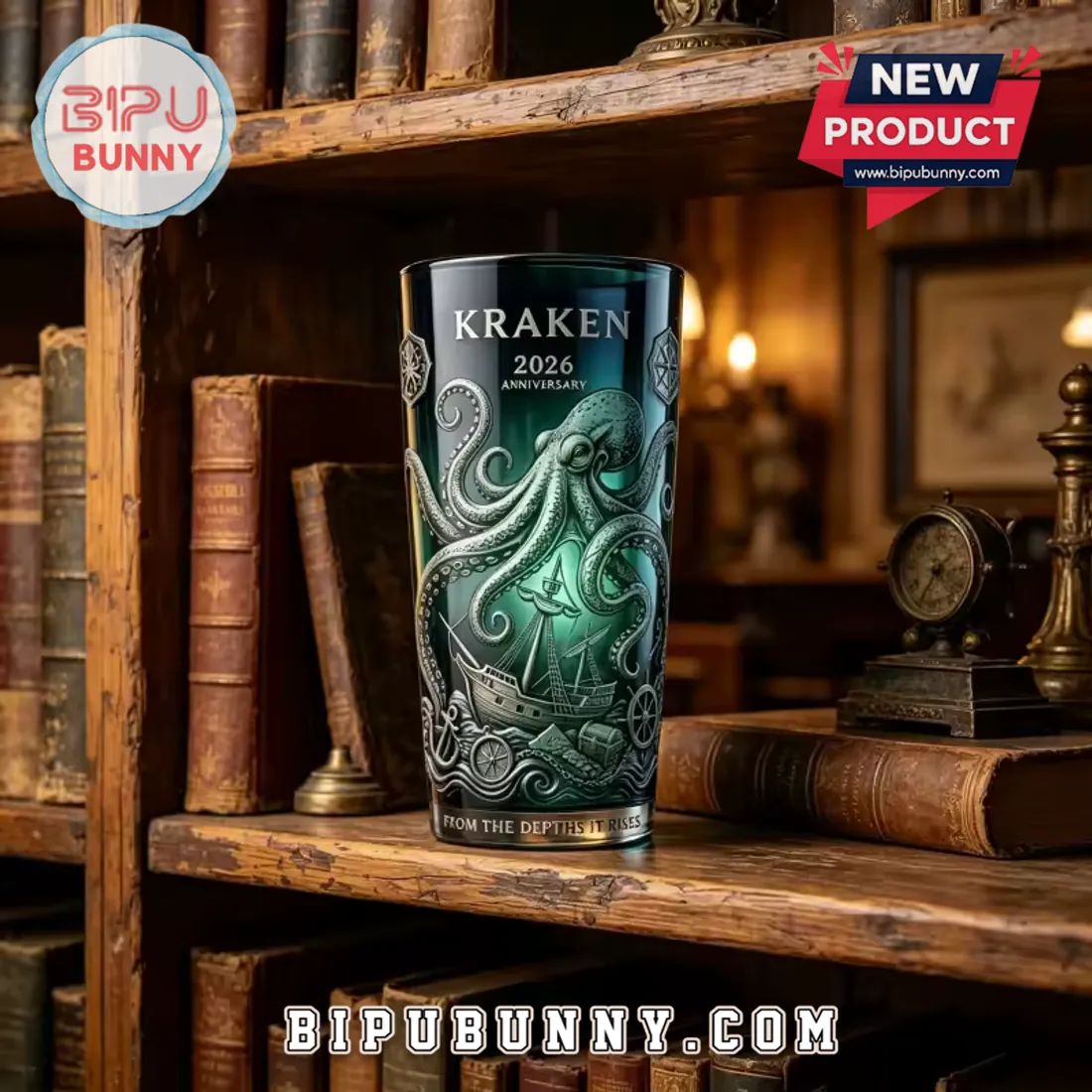 Kraken 2026 Anniversary Edition Octopus and Ship Beer Glass Kraken 2026 Anniversary Edition Octopus and Ship Beer Glass