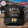 Black distressed baseball cap with gold and white Kyle Busch 1985-2026 A Champion Forever A Legend Always embroidery!