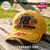 Yellow baseball cap with embroidered text In Memory Of 18 Kyle Busch 1985 2026 Forever Rowdy and Legends Never Lift!
