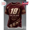 Burgundy racing themed memorial t-shirt with gold text 18 Gone Too Soon 1985-2026 and checkered flag graphics!