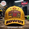 Yellow baseball cap with embroidered text In Memory Of Kyle Busch 18 Legends Never Lift and Rowdy on the brim!