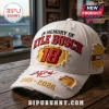 White distressed baseball cap with embroidered text In Memory Of Kyle Busch 18 and NASCAR logo in red and yellow!