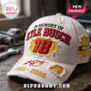 White distressed baseball cap with red text In Memory Of Kyle Busch number 18 NASCAR logo and 1985-2026 dates embroidered!