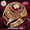 Gold championship ring honoring Kyle Busch number 18 with ruby center stone and checkered flag racing details!