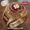 Gold Kyle Busch championship ring with red inlay, number 18, 1985-2026, and checkered flag details!