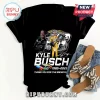 Black graphic tee with Kyle Busch photo collage, NASCAR 18 car, and Thank You For The Memories text in white and yellow!