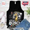Black Kyle Busch NASCAR tank top with collage of racer photos yellow fire suit 18 car and signature text!