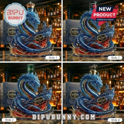 Leviathan Dragon Black Spiced Rum Sculpted Whiskey Bottle