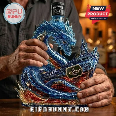 Leviathan Dragon Black Spiced Rum Sculpted Whiskey Bottle