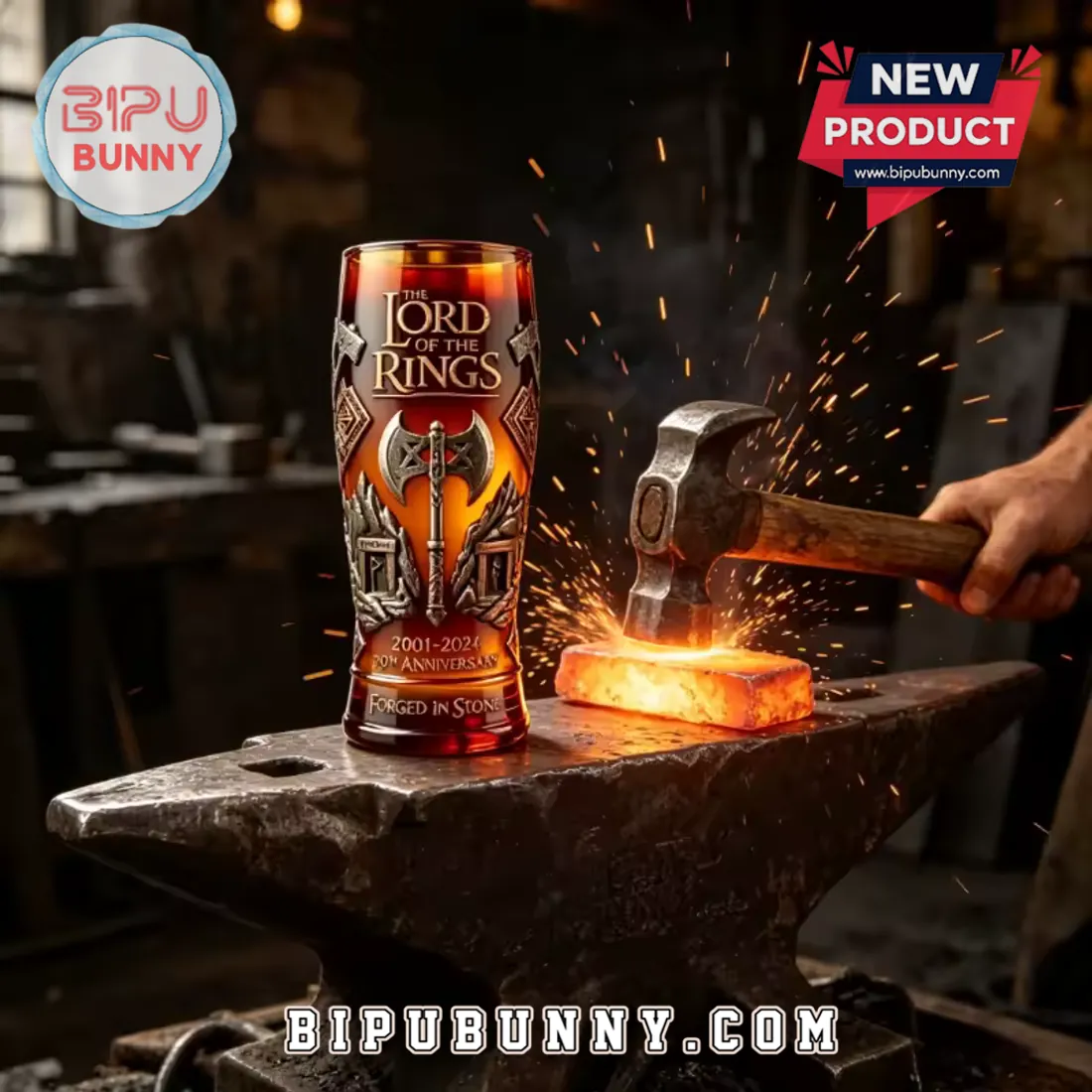 Lord of the Rings 20th Anniversary Forged in Stone Beer Glass Lord of the Rings 20th Anniversary Forged in Stone Beer Glass
