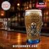 Lord of the Rings 20th Anniversary pint glass with gold helmet, crest, and text on a blue tinted glass background!