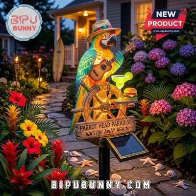 LumiGarden Parrot Head Paradise Wastin’ Away Again Solar Garden Light