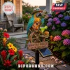 Solar garden stake featuring a macaw wearing a hat playing a ukulele with a margarita and burger sign Parrot Head Paradise!
