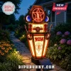 Solar garden lamp featuring Rush band star man logo guitars and drums with illuminated red and yellow stained glass!