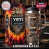 Lynyrd Skynyrd Yeti tumbler featuring a guitar and flame design with text Sweet Home Alabama and Free Bird Forever!