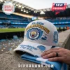 White distressed Manchester City F.C. FA Cup Champions cap, embroidered with team logo and trophy icon, light blue & gold!