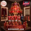 Red gold Manchester United fan display, vintage style, 'YES, I'M OLD BUT I SAW MANCHESTER UNITED' text, club crest!