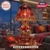 Vintage ornate red gold crystal Manchester United table lamp featuring crest, 'THE UNITED TRINITY,' 'EST. 1878 - OLD TRAFFORD'!