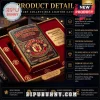 Gold and deep red vintage Manchester United lighter case with 'GLORY - PASSION - LEGACY RED DEVILS' text! Ornate crest design!