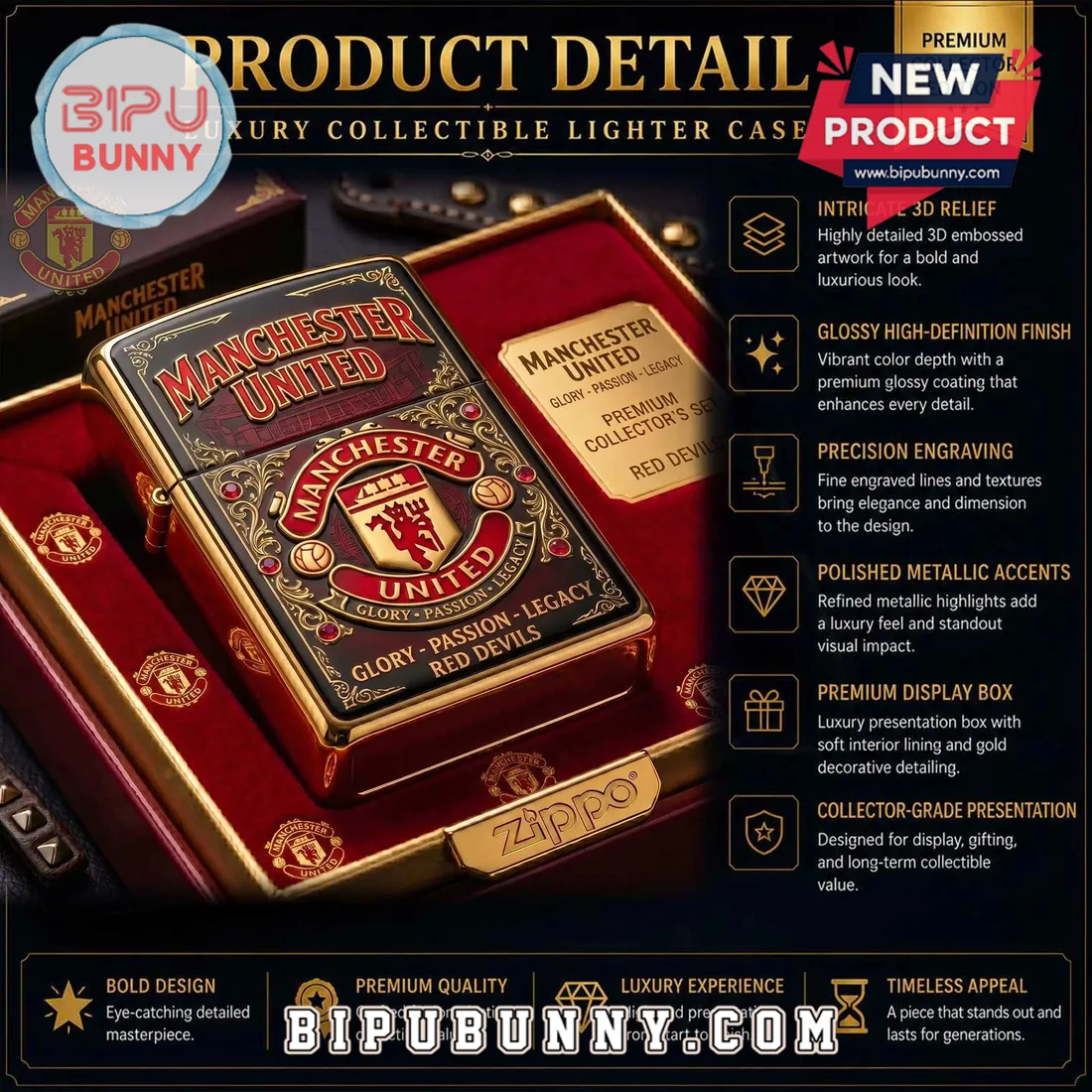 Manchester United Zippo Premium Collector’s Lighter Case Manchester United Zippo Premium Collector’s Lighter Case
