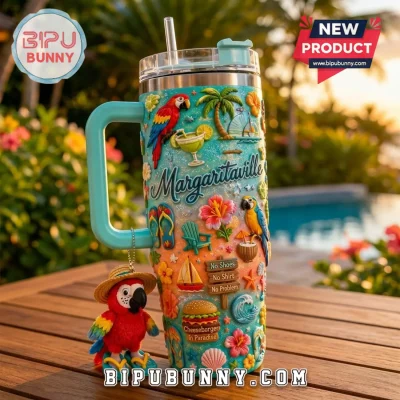 Margaritaville Jimmy Buffett 3D Tropical Beach 40oz Tumbler