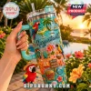 Turquoise insulated tumbler with tropical parrot, hibiscus, and Margaritaville text in 3D raised embossed style!