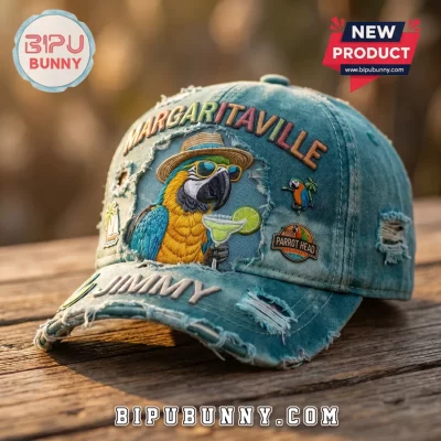Margaritaville Parrot Head Distressed Denim Parrot Margarita Cap