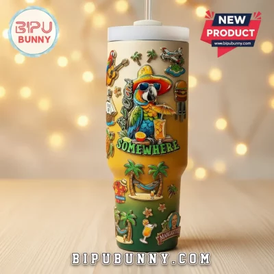 Margaritaville Tropical Parrot Handled Insulated Travel Tumbler