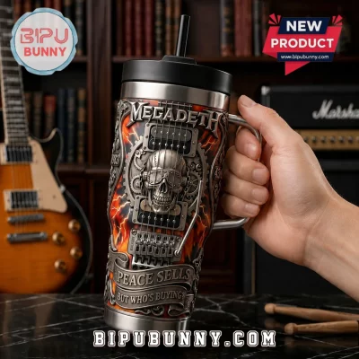 Megadeth 43rd Anniversary Guitar Skull YETI Handle Tumbler