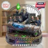 Megadeth thrash metal album art in 3D: skeleton in pinstripe suit, holding green crystal, alien in tube, radiation symbols!