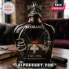 Amber glass Metallica whiskey bottle with metal skull stopper snake and cross reliefs marked 1981-2026 45th anniversary!