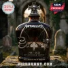 Metallica 45th anniversary whiskey bottle with skull cross stopper and snake emblem in a graveyard setting!