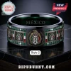 Black Mexico pride ring with green gems, Mexican flag design, eagle, soccer ball, MÉXICO SELECCIÓN NACIONAL!