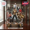 Michael Jackson collectible statue display featuring multiple eras, MJ Museum neon sign, and gold records on wooden base!