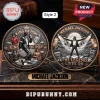 Bronze commemorative coin with Michael Jackson imagery, featuring King of Pop text and stage performance graphics!