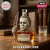 Glass liquor decanter shaped like Michael Myers holding a knife with label text Halloween 47th Anniversary 1978-2025!
