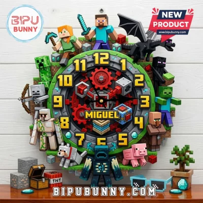 Minecraft Personalized 3D Adventure Gamer Gift Custom Wall Clock
